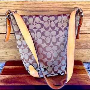 Coach Signature Shoulder Bag Canvas and Leather